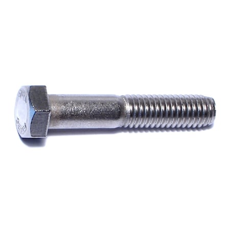 Midwest Fastener 18-8, 3/8"-16 Hex Head Cap Screw, Plain Stainless Steel, 2 in L, 25 PK 50554